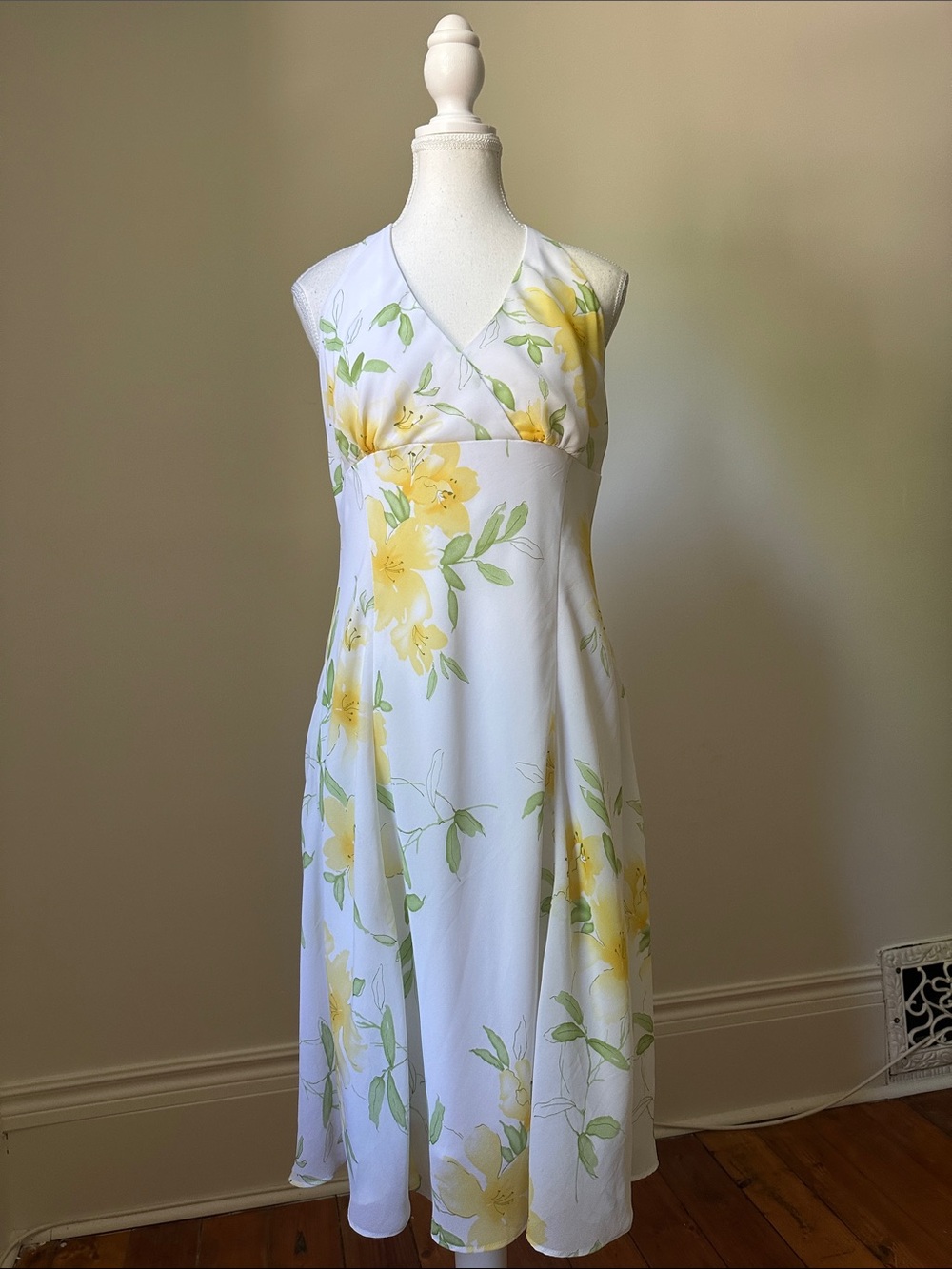 MARIPOSA Vintage Summer Floral Preppy Wedding‎ Halter Neck Backless Dress Large